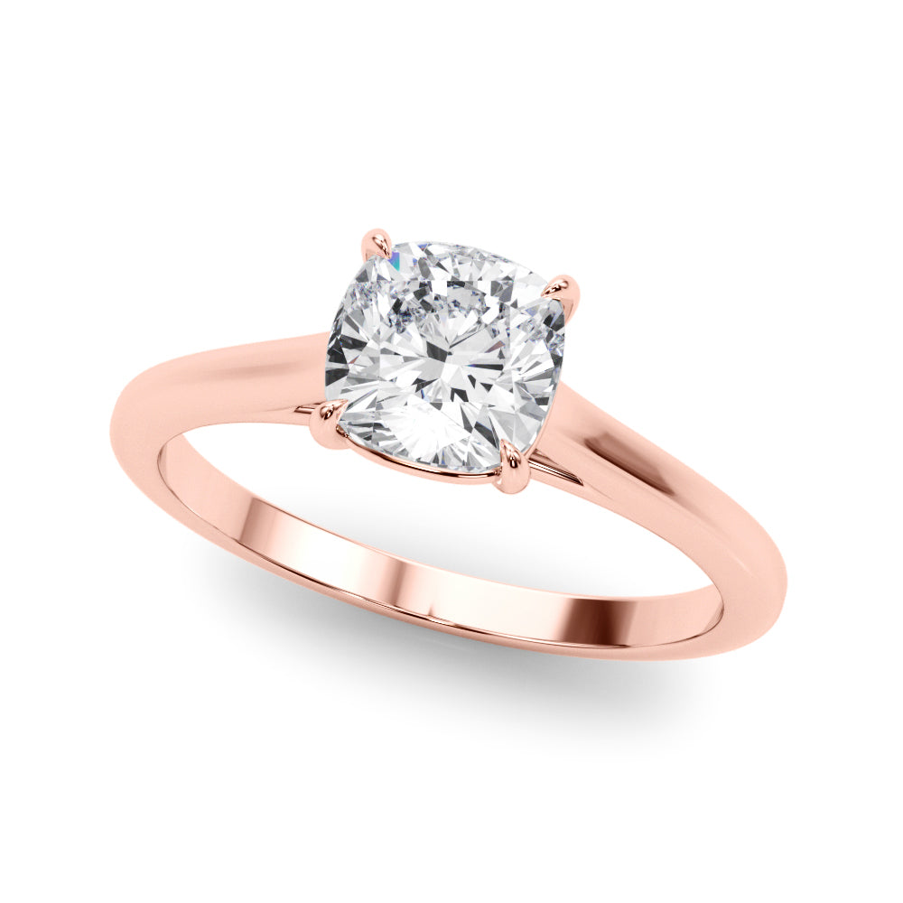 Timeless Solitaire Cushion Diamond Engagement Ring in 10K/14K gold and platinum with certified lab-grown or natural diamonds