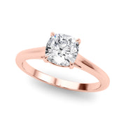 Timeless Solitaire Cushion Diamond Engagement Ring in 10K/14K gold and platinum with certified lab-grown or natural diamonds