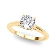 Timeless Solitaire Cushion Diamond Engagement Ring in 10K/14K gold and platinum with certified lab-grown or natural diamonds