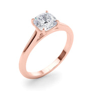 Timeless Solitaire Cushion Diamond Engagement Ring in 10K/14K gold and platinum with certified lab-grown or natural diamonds