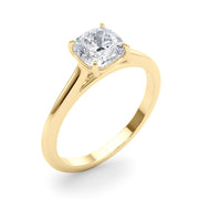 Timeless Solitaire Cushion Diamond Engagement Ring in 10K/14K gold and platinum with certified lab-grown or natural diamonds