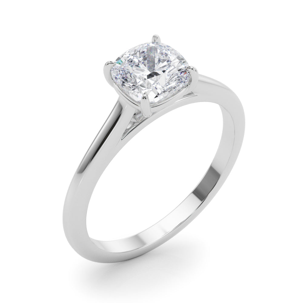 Timeless Solitaire Cushion Diamond Engagement Ring in 10K/14K gold and platinum with certified lab-grown or natural diamonds