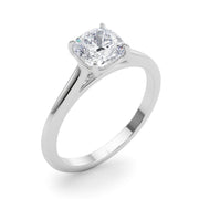 Timeless Solitaire Cushion Diamond Engagement Ring in 10K/14K gold and platinum with certified lab-grown or natural diamonds