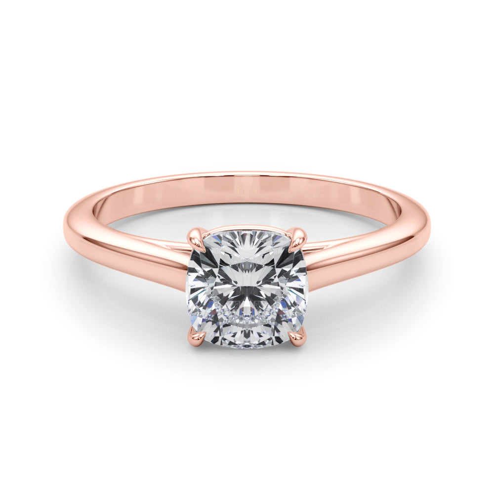 Timeless Solitaire Cushion Diamond Engagement Ring in 10K/14K gold and platinum with certified lab-grown or natural diamonds