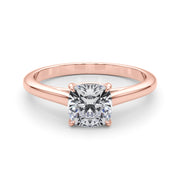 Timeless Solitaire Cushion Diamond Engagement Ring in 10K/14K gold and platinum with certified lab-grown or natural diamonds