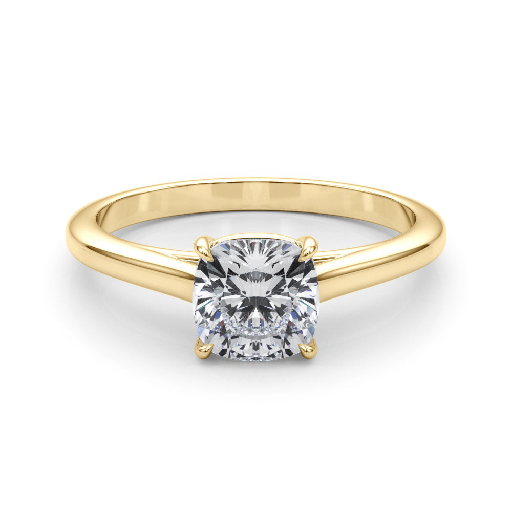 Timeless Solitaire Cushion Diamond Engagement Ring in 10K/14K gold and platinum with certified lab-grown or natural diamonds