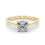 Timeless Solitaire Cushion Diamond Engagement Ring in 10K/14K gold and platinum with certified lab-grown or natural diamonds