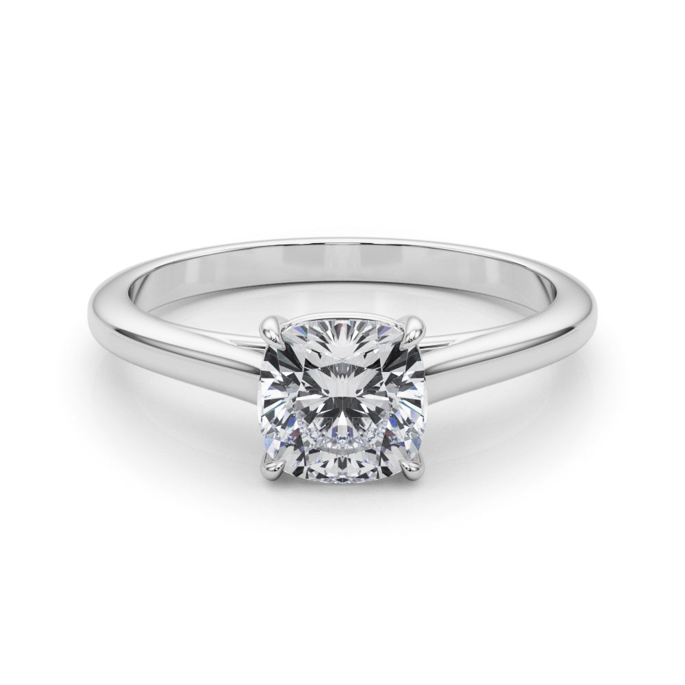 Timeless Solitaire Cushion Diamond Engagement Ring in 10K/14K gold and platinum with certified lab-grown or natural diamonds