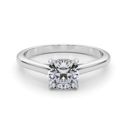 Timeless Solitaire Cushion Diamond Engagement Ring in 10K/14K gold and platinum with certified lab-grown or natural diamonds
