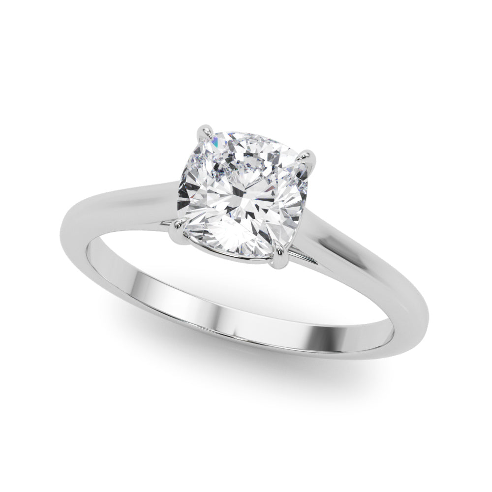 Timeless Solitaire Cushion Diamond Engagement Ring in 10K/14K gold and platinum with certified lab-grown or natural diamonds