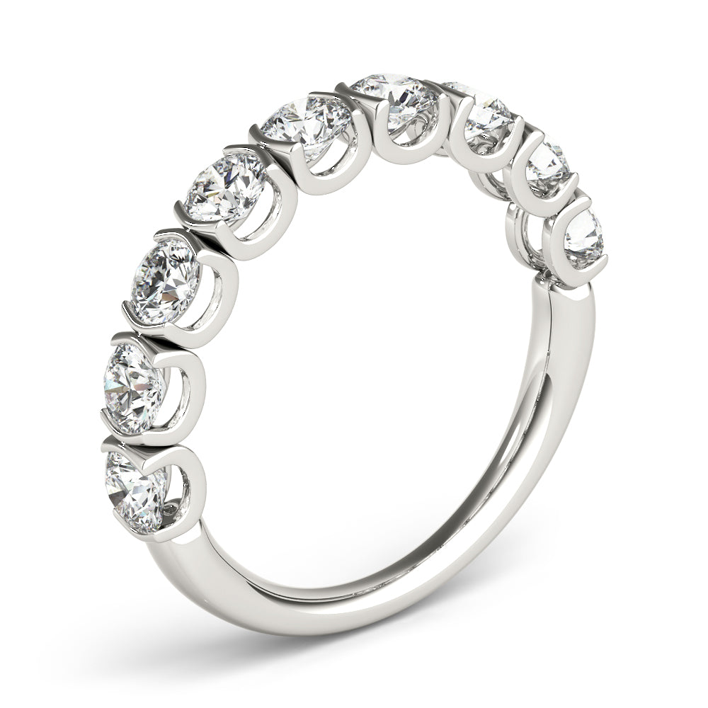 Bar Set U-Prong Half Eternity Ring in Gold & Platinum