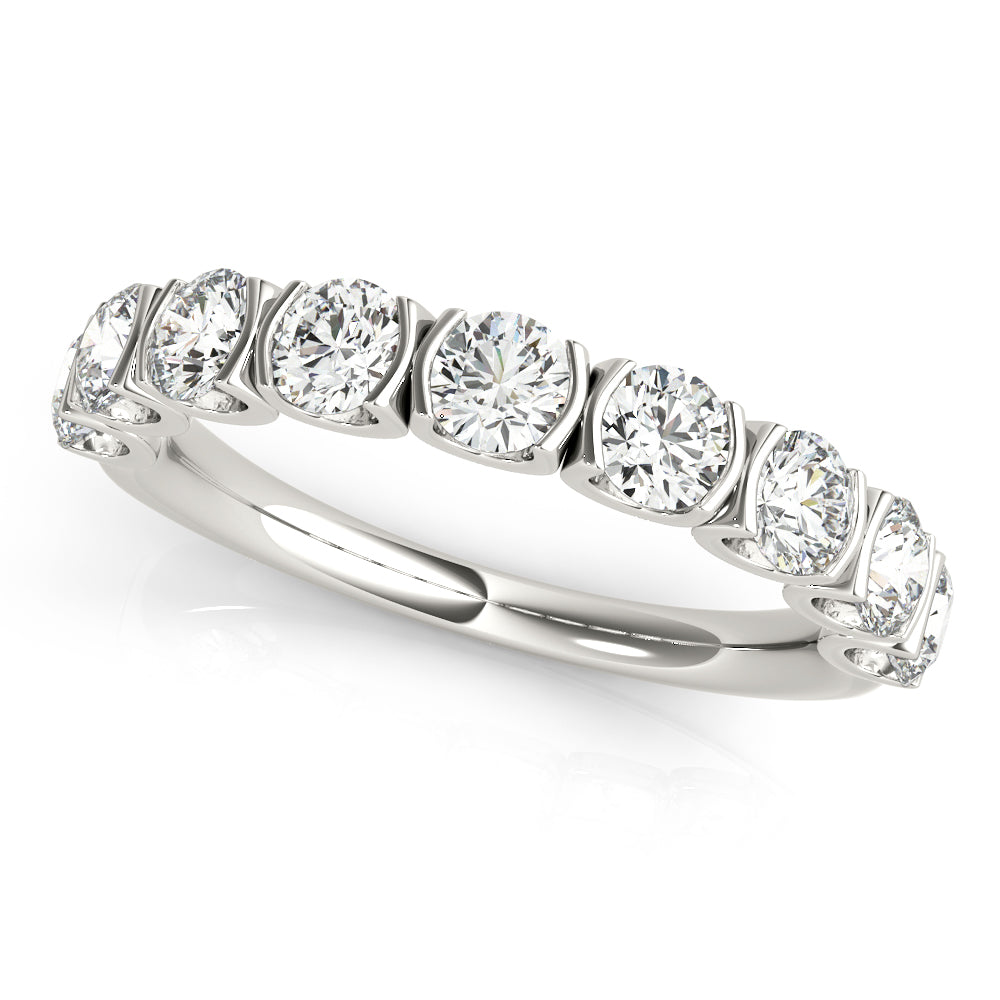 Bar Set U-Prong Half Eternity Ring in Gold & Platinum