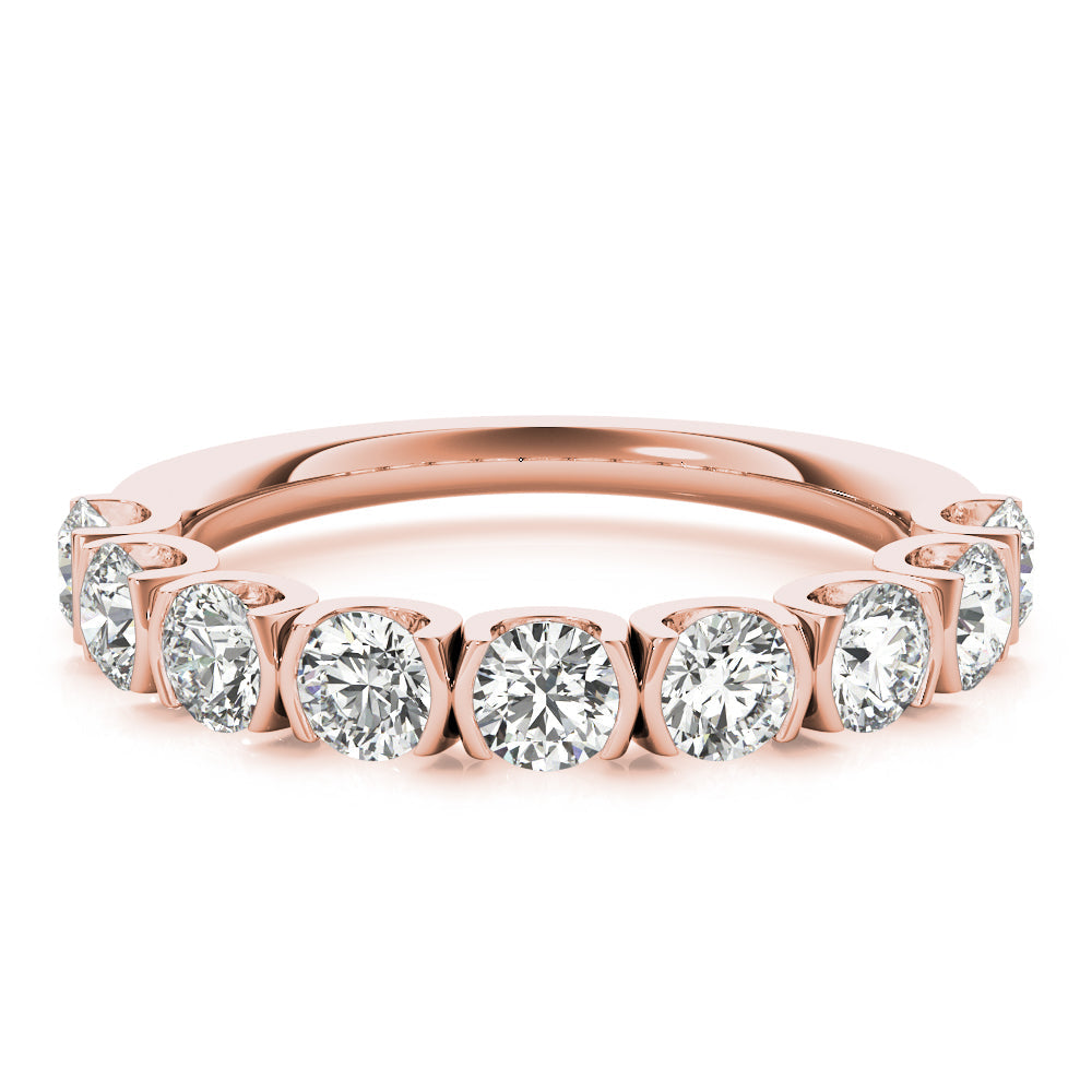 Bar Set U-Prong Half Eternity Ring in Gold & Platinum