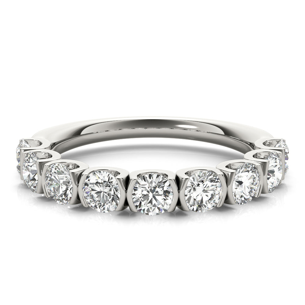 Bar Set U-Prong Half Eternity Ring in Gold & Platinum