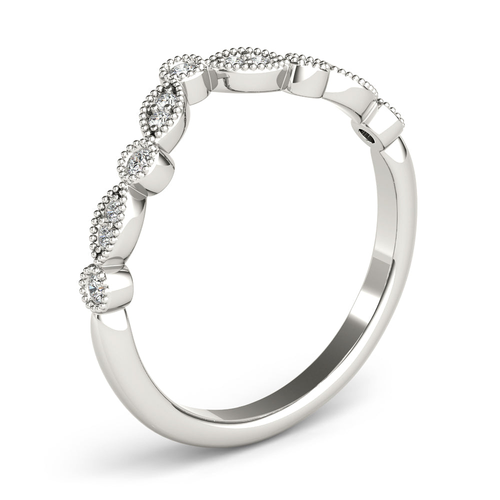 Diamond Chevron Half Eternity Ring in Gold & Platinum