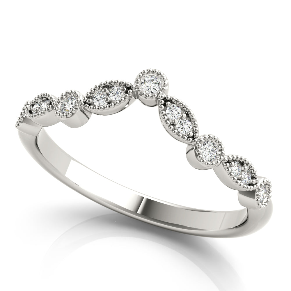 Diamond Chevron Half Eternity Ring in Gold & Platinum