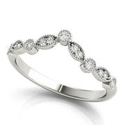 Diamond Chevron Half Eternity Ring in Gold & Platinum