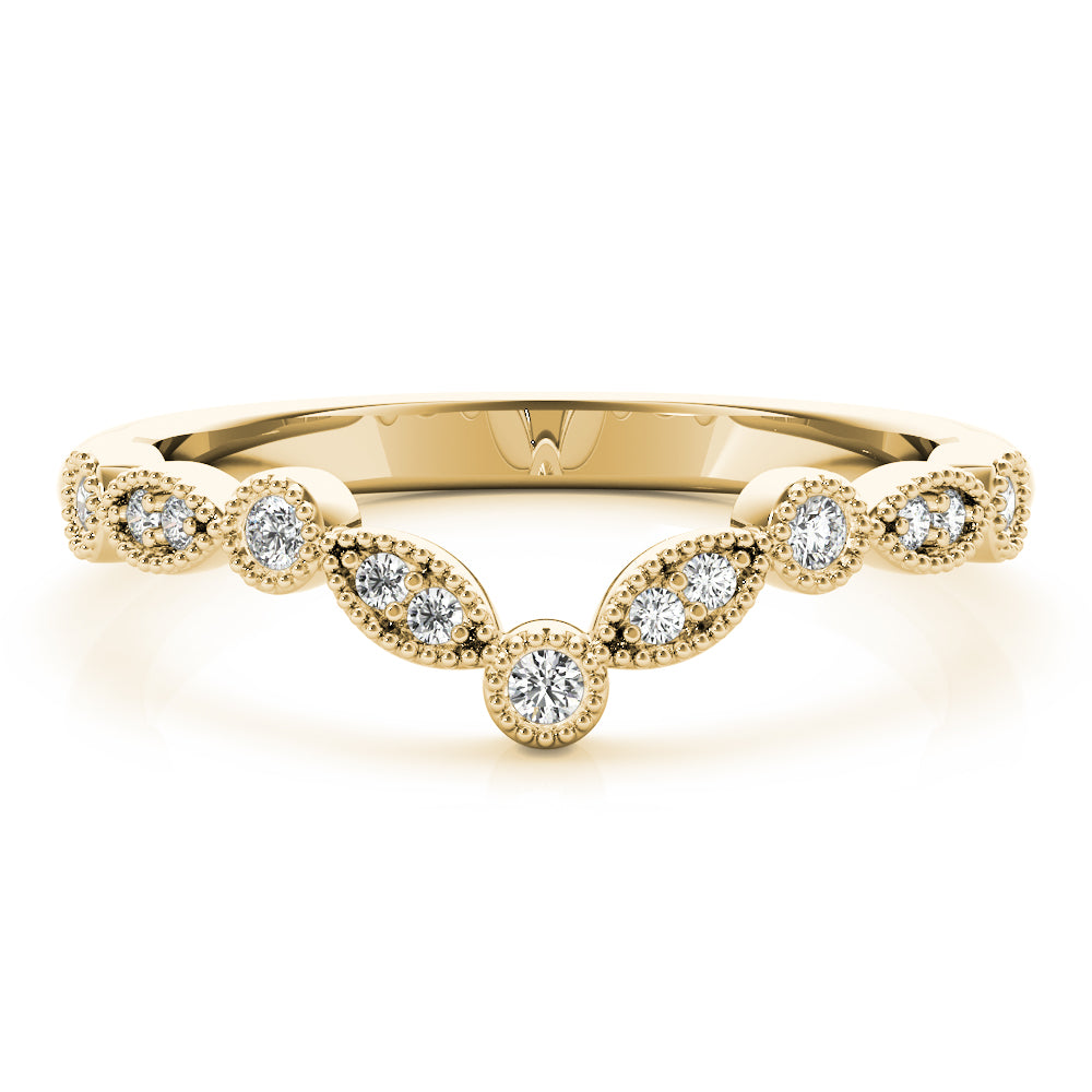 Diamond Chevron Half Eternity Ring in Gold & Platinum