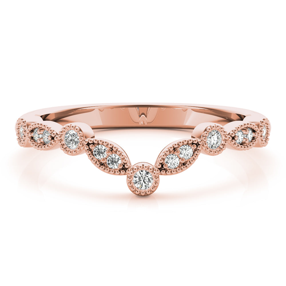 Diamond Chevron Half Eternity Ring in Gold & Platinum