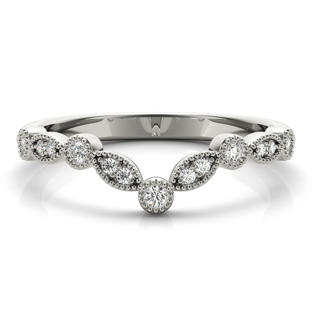 Diamond Chevron Half Eternity Ring in Gold & Platinum
