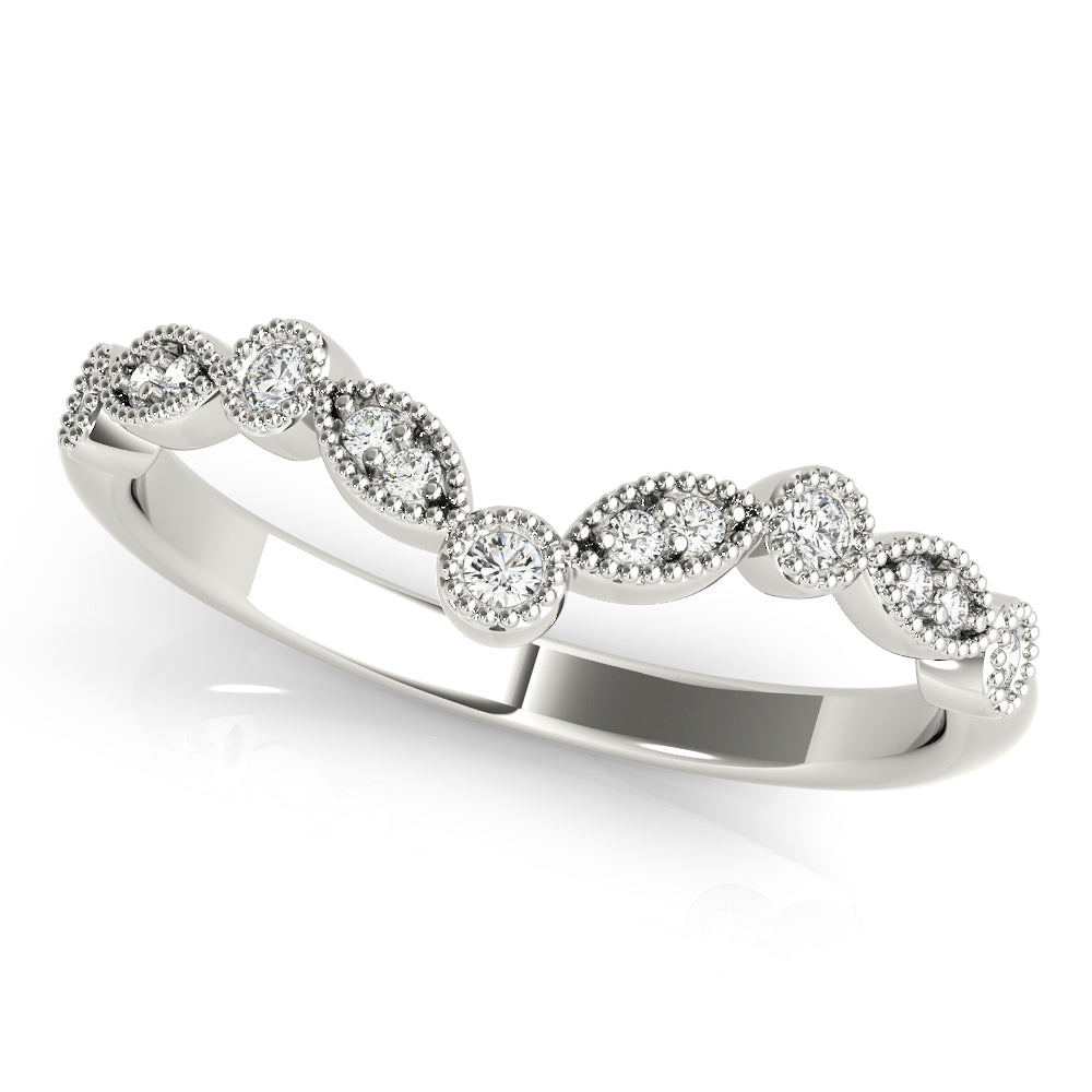 Diamond Chevron Half Eternity Ring in Gold & Platinum