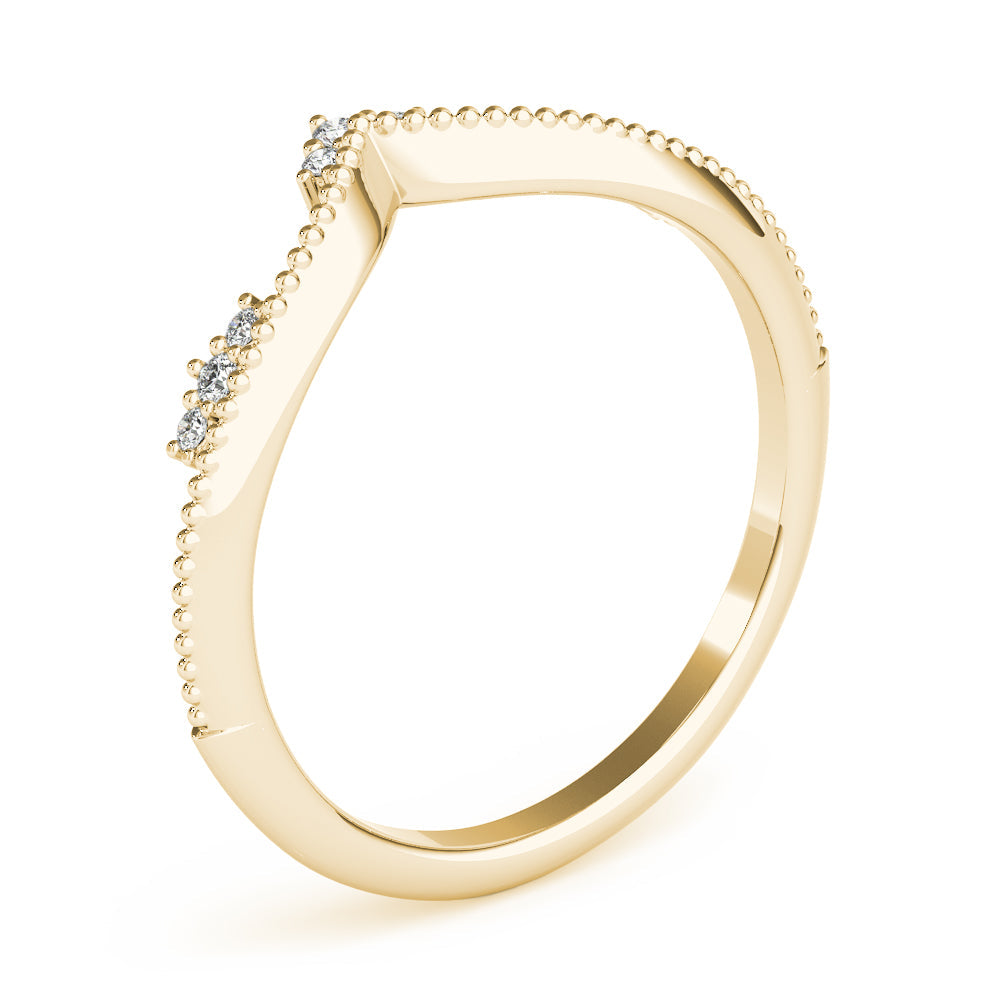 Chevron Milgrain Diamond Half Eternity Ring in Gold & Platinum