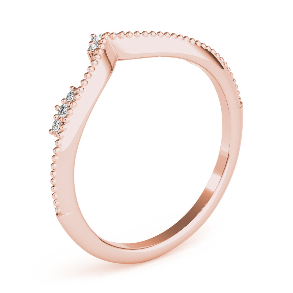 Chevron Milgrain Diamond Half Eternity Ring in Gold & Platinum