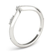 Chevron Milgrain Diamond Half Eternity Ring in Gold & Platinum