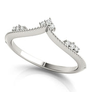Chevron Milgrain Diamond Half Eternity Ring in Gold & Platinum