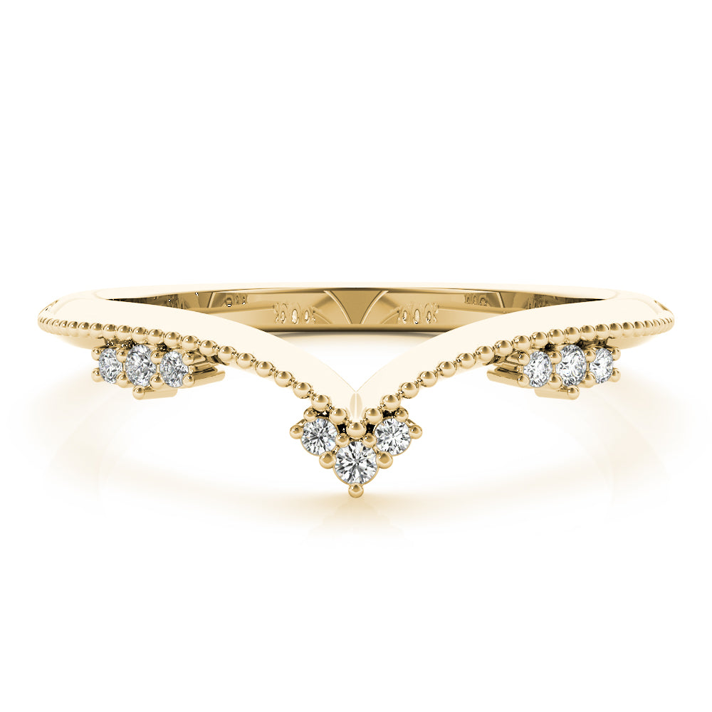 Chevron Milgrain Diamond Half Eternity Ring in Gold & Platinum
