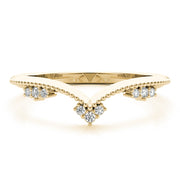 Chevron Milgrain Diamond Half Eternity Ring in Gold & Platinum