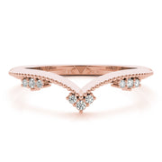 Chevron Milgrain Diamond Half Eternity Ring in Gold & Platinum