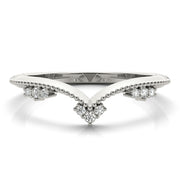 Chevron Milgrain Diamond Half Eternity Ring in Gold & Platinum