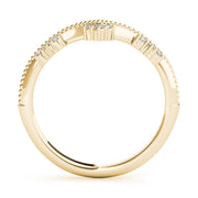 Chevron Milgrain Diamond Half Eternity Ring in Gold & Platinum