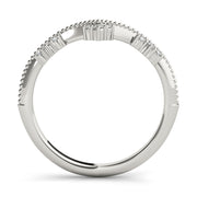 Chevron Milgrain Diamond Half Eternity Ring in Gold & Platinum