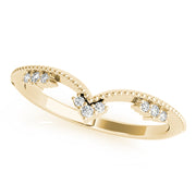 Chevron Milgrain Diamond Half Eternity Ring in Gold & Platinum