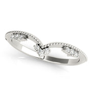 Chevron Milgrain Diamond Half Eternity Ring in Gold & Platinum