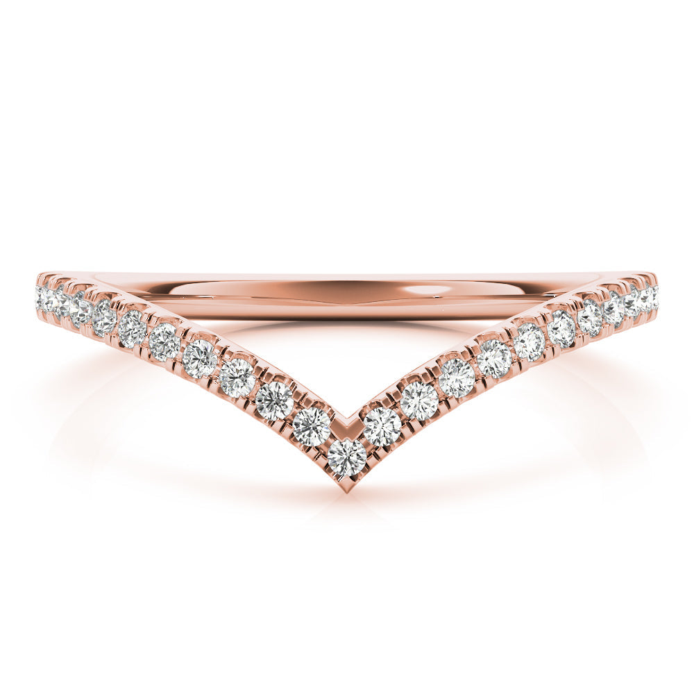 Diamond Chevron Half Eternity Ring in Gold & Platinum