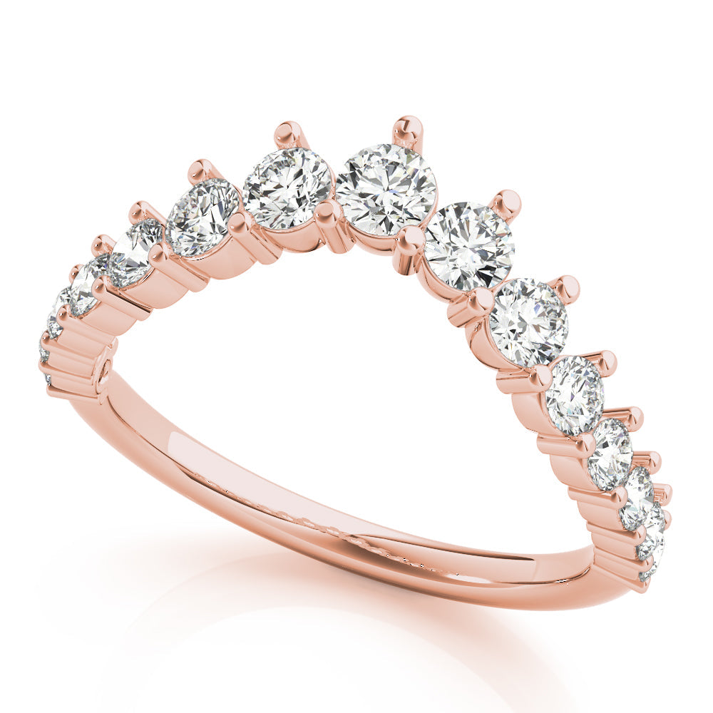 Graduating Diamond Chevron Half Eternity Ring in Gold & Platinum
