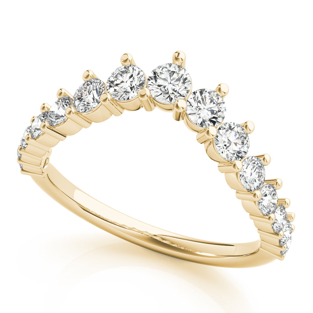 Graduating Diamond Chevron Half Eternity Ring in 10K/14K gold and platinum with certified lab-grown or natural diamonds