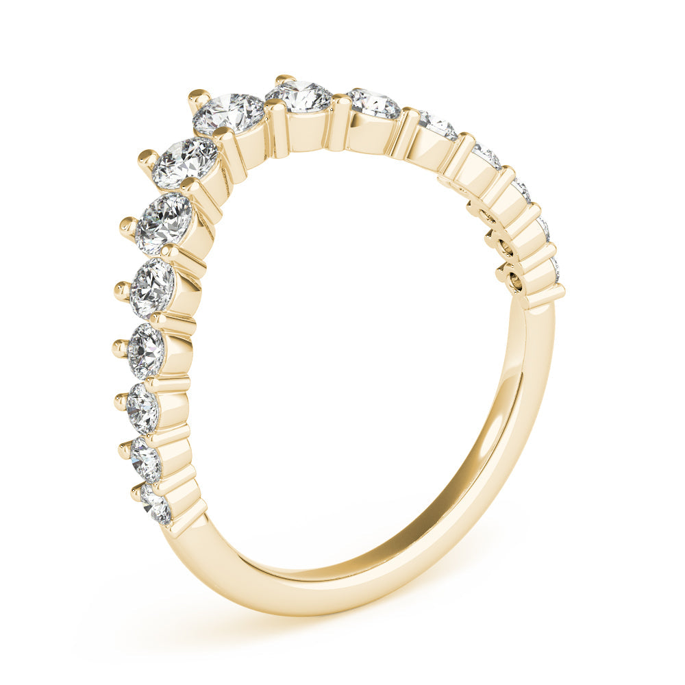 Graduating Diamond Chevron Half Eternity Ring in Gold & Platinum