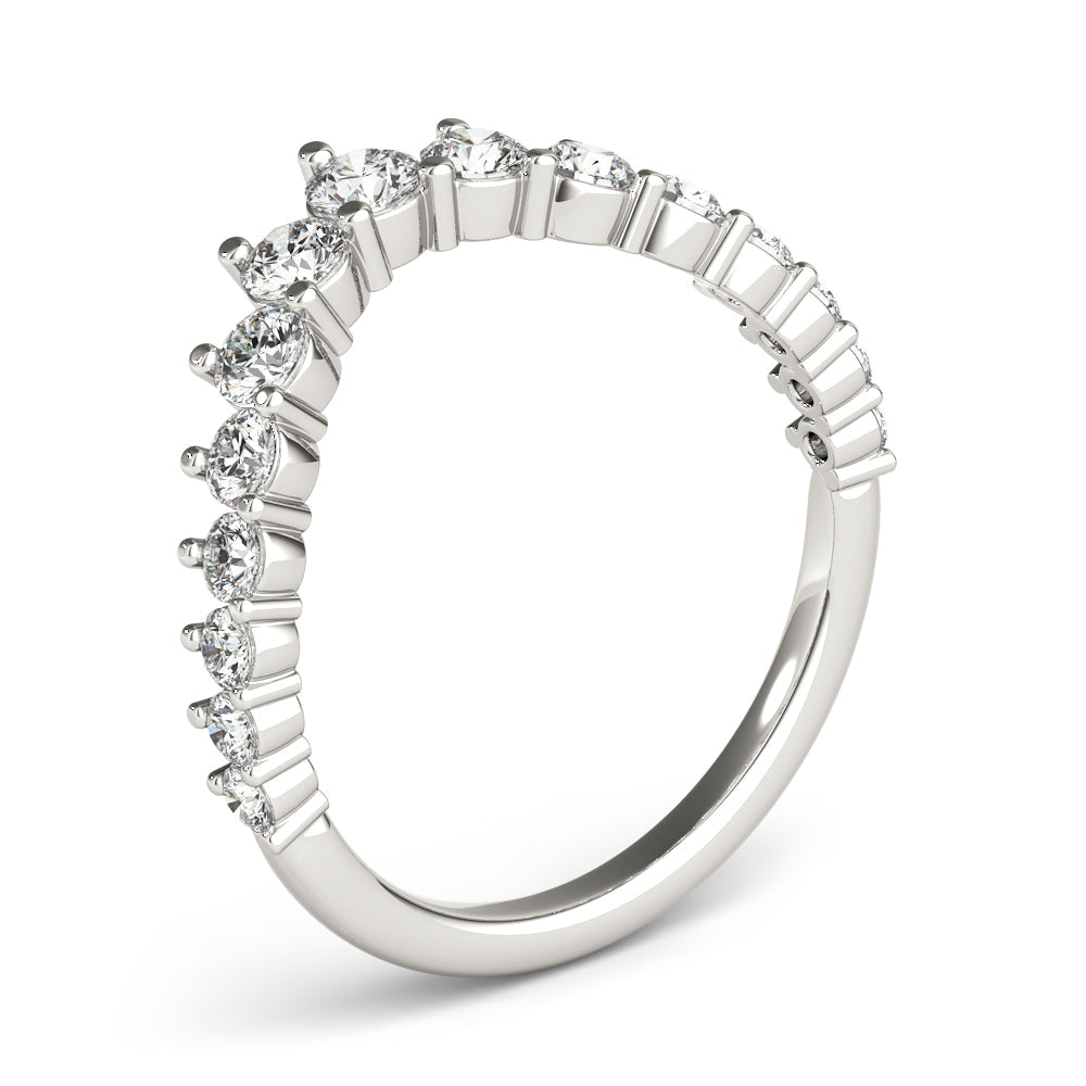 Graduating Diamond Chevron Half Eternity Ring in Gold & Platinum