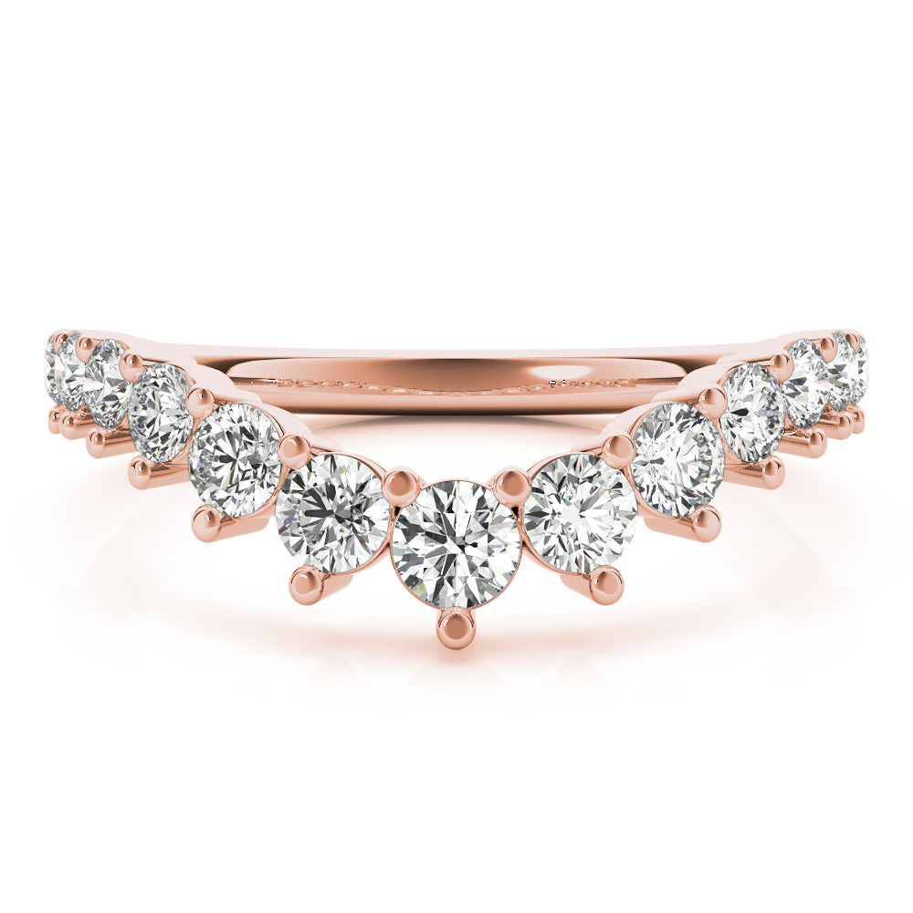 Graduating Diamond Chevron Half Eternity Ring in Gold & Platinum