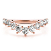 Graduating Diamond Chevron Half Eternity Ring in Gold & Platinum
