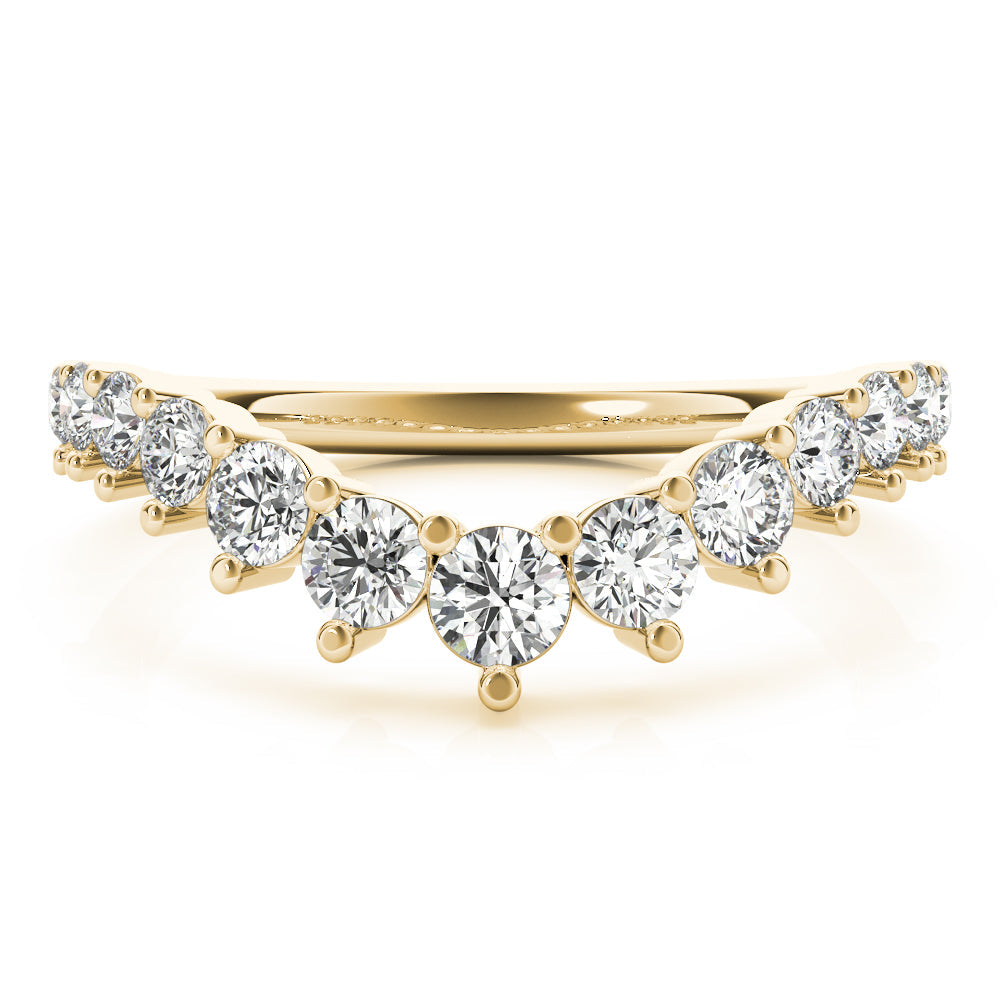 Graduating Diamond Chevron Half Eternity Ring in Gold & Platinum