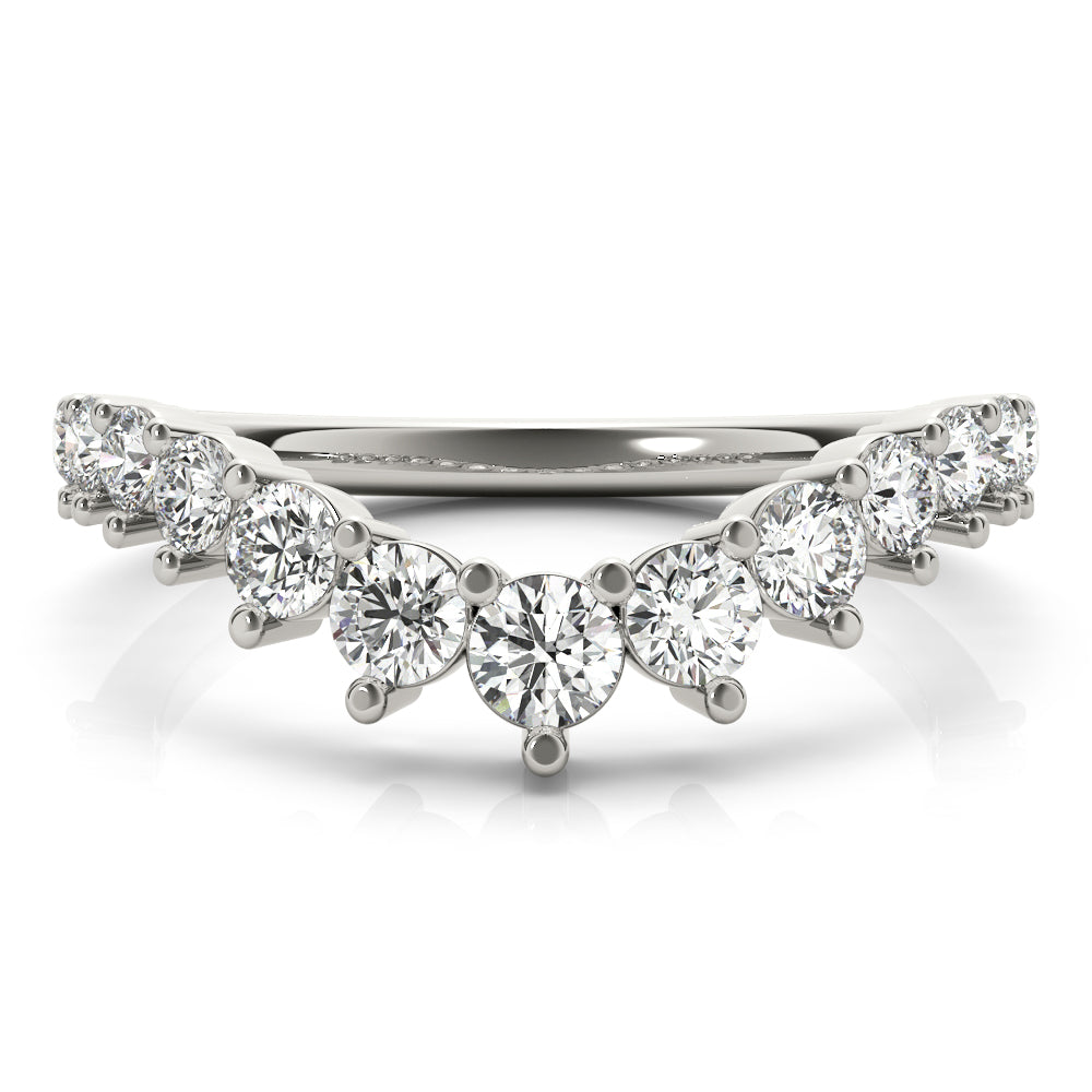 Graduating Diamond Chevron Half Eternity Ring in Gold & Platinum