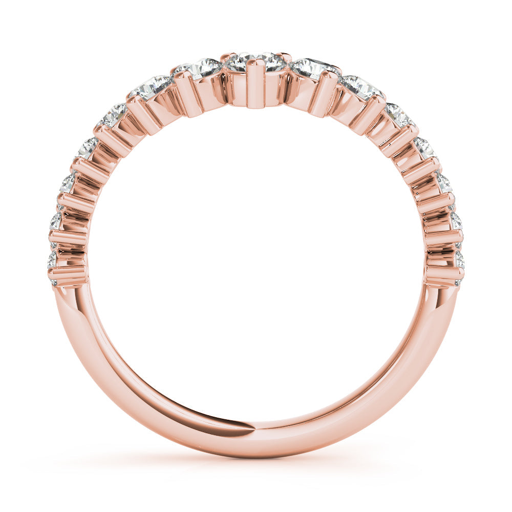 Graduating Diamond Chevron Half Eternity Ring in Gold & Platinum