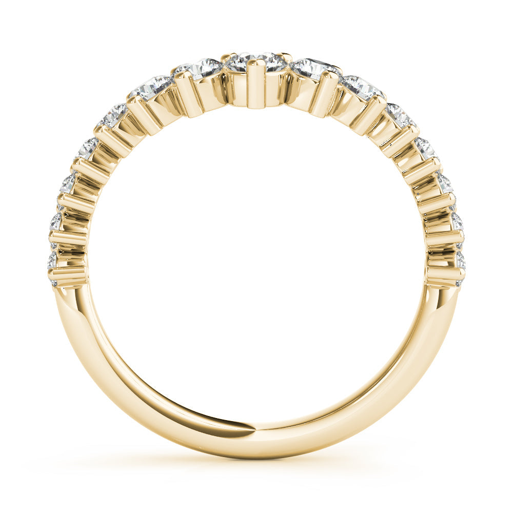 Graduating Diamond Chevron Half Eternity Ring in Gold & Platinum