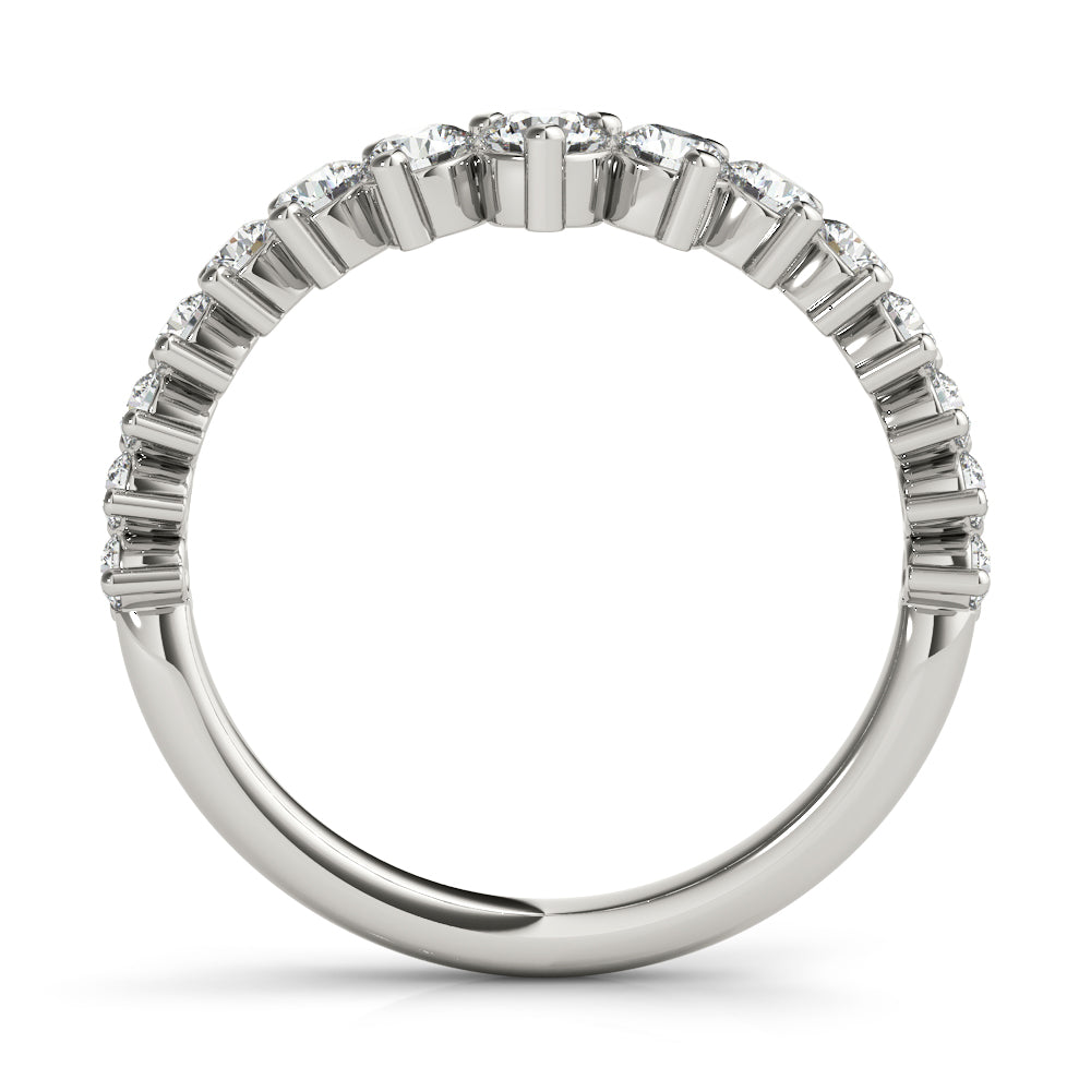 Graduating Diamond Chevron Half Eternity Ring in Gold & Platinum