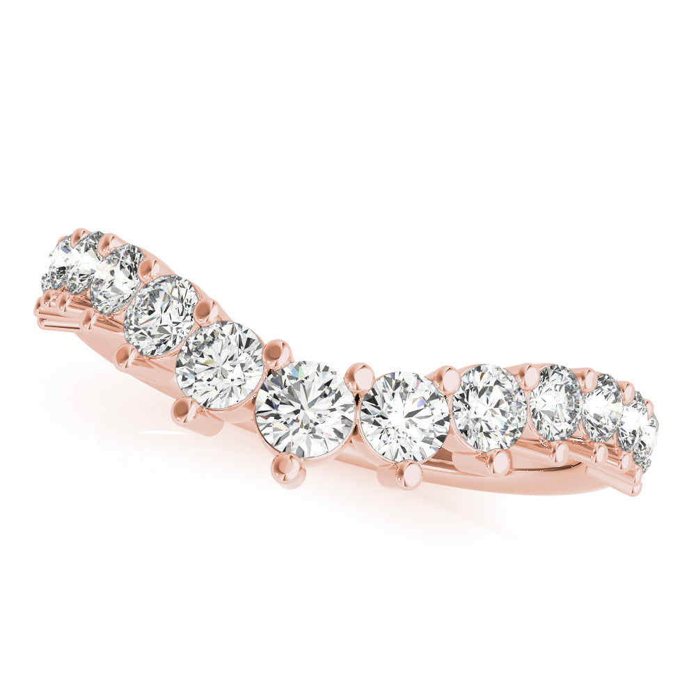 Graduating Diamond Chevron Half Eternity Ring in Gold & Platinum